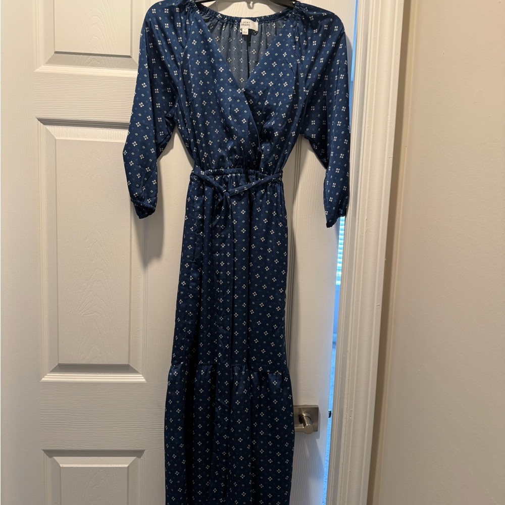 Lucky Brand Blue V-Neck Wrap Sundress